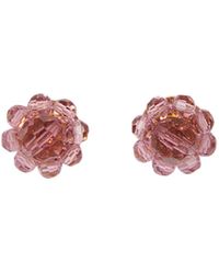 Simone Rocha Floral-crystal Stud Earrings - Purple