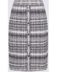 Thom Browne - Pale Grey Virgin Wool And Mohair Blend Check Print Skirt - Lyst