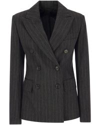 Max Mara - Ofride - Pinstriped Jersey Double-breasted Blazer - Lyst