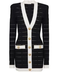 Balmain - Buttoned Knit Short Dress - Lyst