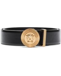 Versace - Calf Leather Belt With Medusa Logo Buckle - Lyst