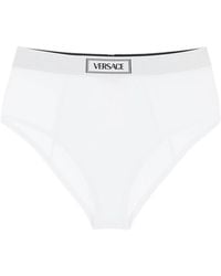 Versace - Ribbed Briefs With '90S Logo - Lyst