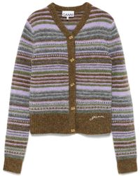 Ganni - Soft Wool Stripe Cardigan - Lyst