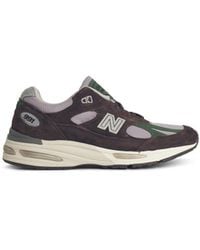 New Balance - '991' Suede Blend Sneakers - Lyst