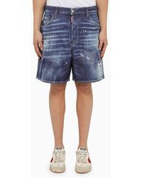 DSquared² - Washed Bermuda Shorts With Denim Wears - Lyst