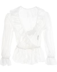 Dolce & Gabbana - Silk Chiffon Blouse With Ruffles - Lyst