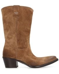 Prada - Suede Ankle Boots - Lyst