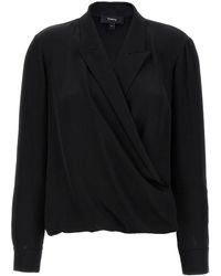 Theory - 'Pk Label Wrap' Blouse - Lyst