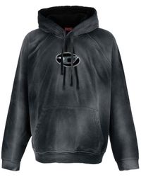 DIESEL - Hoodie With Cut Out Oval D Logo - Lyst
