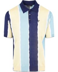Prada Silk Polo T-shirt in Blue for Men | Lyst