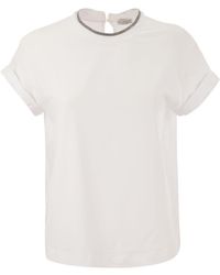 Brunello Cucinelli - Stretch Cotton Jersey T-shirt With Precious Faux-layering - Lyst