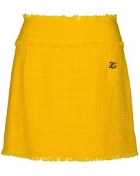 Dolce & Gabbana - Yellow Cotton Blend Miniskirt - Lyst