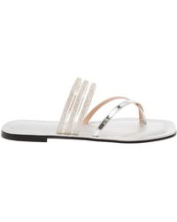 Pollini - Tone Thongs Sandals With Metallic And Rhinestone Bands - Lyst