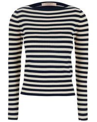 Twinset - And Top With Ribbed Design And All-Over Striped Motif - Lyst