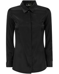 Elisabetta Franchi - Straight Silk Satin Shirt - Lyst