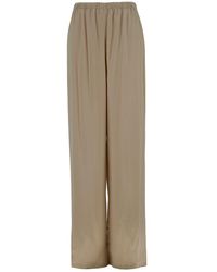 Ferragamo - Beige Loose Pants With Elasticated Waist In Rayon Woman - Lyst