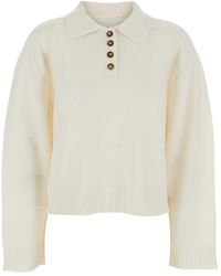 Loulou de Saison - Polo Shirt Style Sweater With Classic Collar And Ribbed Trims - Lyst