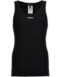Versace - Logo Embroidery Tank Top - Lyst