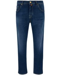 Jacob Cohen - 'scott' Blue Cropped Jeans With Logo Patch In Cotton Denim Man - Lyst