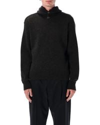 Lemaire - Alpaca Wool Hooded Buttoned Sweater - Lyst