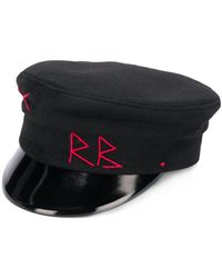 Womens Hats Ruslan Baginskiy Hats Ruslan Baginskiy Pied De Poule baker Boy Hat in Black 