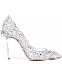 Casadei Woman Glitter Leather Silver Court Shoes - Multicolour