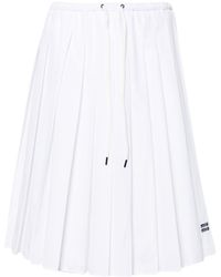 Miu Miu - Pleated Poplin Midi Skirt - Lyst