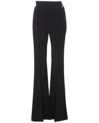 Elisabetta Franchi - Stretch Crepe Palazzo Trousers With Charms - Lyst