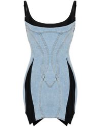 Mugler - Panelled Slim-fit Stretch-denim Mini Dress - Lyst