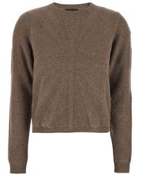 Moncler - 'Biker' Crewneck Sweater With Logo Patch On The Sleeve - Lyst
