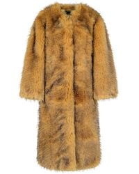 ROTATE BIRGER CHRISTENSEN - 'bina' Beige Polyester Faux Fur Coat - Lyst