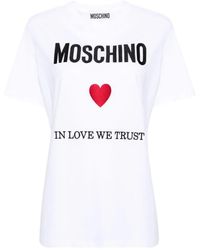 Moschino - Moschino In Love We Trust Cotton T-Shirt - Lyst