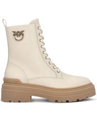 Pinko - Calf Leather Buckle Boots - Lyst