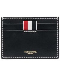 Thom Browne - Card-Holder With Tricolor Detail And Embossed Logo In - Lyst