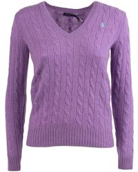 Ralph Lauren - Lilac Wool And Cashmere Cable-knit Sweater - Lyst