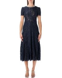 Self-Portrait - Lace Midi Dress With Pearl And Crystal Embellished Collar - Lyst