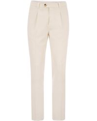 Brunello Cucinelli - Cotton-blend Trousers With Darts - Lyst