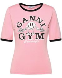 Ganni - Gym Lyocell Blend T-Shirt - Lyst