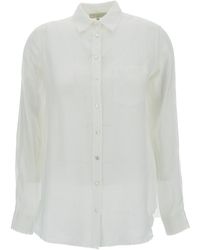 Antonelli - White Shirt With Patch Pocket In Linen Woman - Lyst