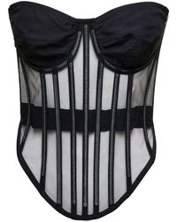 Dolce & Gabbana - Black Corset Top With Boning And Sweetheart Neckline In Polyamide Woman - Lyst