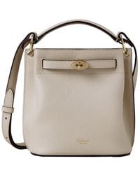 Mulberry - 'Islington Mini' Bucket Bag With Turn-Lock Closure And Logo - Lyst