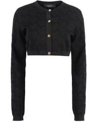 Versace - Jacquard Knit Cardigan With Embellished Buttons - Lyst