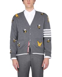 Thom Browne - Cardigan With Birds And Bees Inlays - Lyst