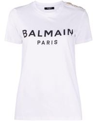 Balmain - Flocked Paris T-shirt - Lyst