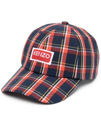 KENZO - Plaid-check Print Baseball Cap - Lyst