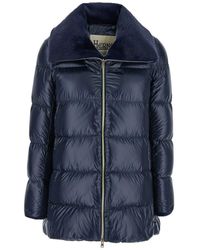 Herno - Down Jacket With Fur Collar And Quilted Design - Lyst
