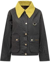 Barbour - Waxed Jacket With Collar - Lyst