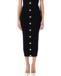 Balmain - Ribbed And Cable-Knit Midi Skirt - Lyst