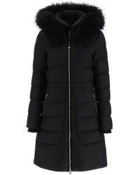 Woolrich Long Down Jacket With Hood - Black