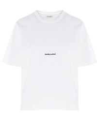 Saint Laurent - Logo-Print Crew-Neck T-Shirt - Lyst